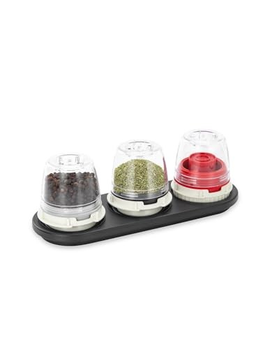 FinaMill Salt and Pepper Mill Tray, Stackable FinaPod Storage, Stylish Kitchen Accessories for Spice Grinder, Gift-Ready - Trio Black