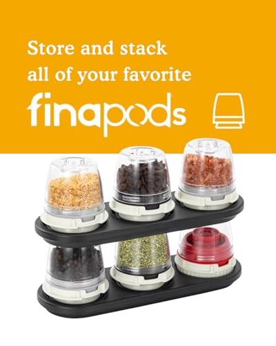FinaMill Salt and Pepper Mill Tray, Stackable FinaPod Storage, Stylish Kitchen Accessories for Spice Grinder, Gift-Ready - Trio Black