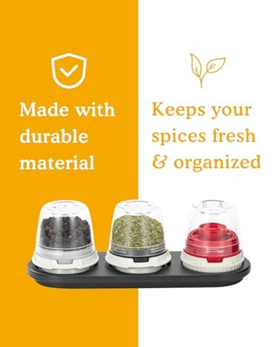 FinaMill Salt and Pepper Mill Tray, Stackable FinaPod Storage, Stylish Kitchen Accessories for Spice Grinder, Gift-Ready - Trio Black