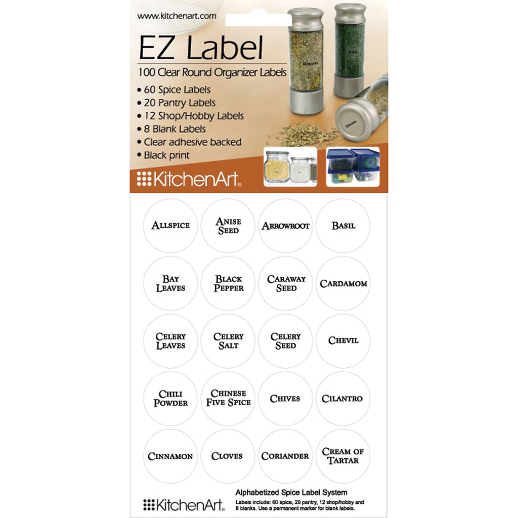 EZ Label Spice Labels Round Clear With Black Print Pk/100
