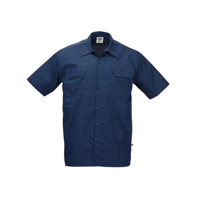Metro Edge Brewer Work Shirt W/ Short Sleeves - Poly/Cotton, Navy Blue, 2X