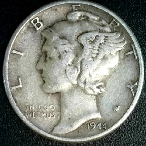 1944 United States Dime Raw F-12