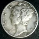 1944 United States Dime Raw F-12