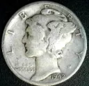 1942 United States Dime Raw VG-8