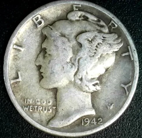 1942 United States Dime Raw F 12