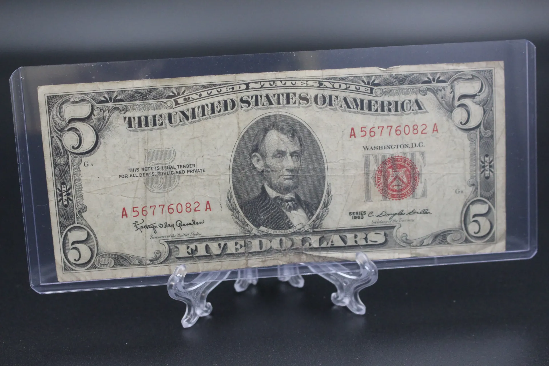$5 Series Red Seal United States Note 1963