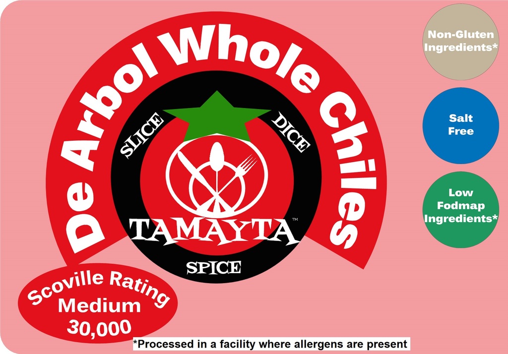 [05018] De Arbol Chile Pepper Pods 1/2 Cup Jar