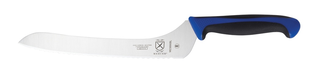 [M23890BLMER] Bread Knife 9" Wavy Edge Offset Blue