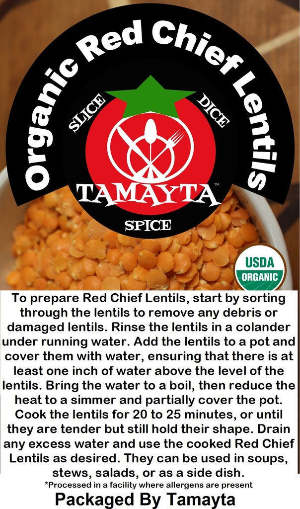Red Chief Lentils Organic 1 Pound Bag