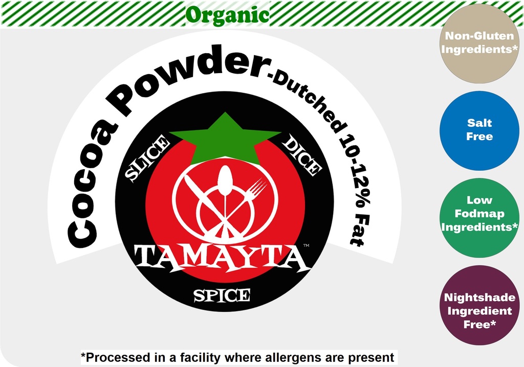 Cocoa Powder, Organic Dutched 10-12% 1/2 Cup Jar
