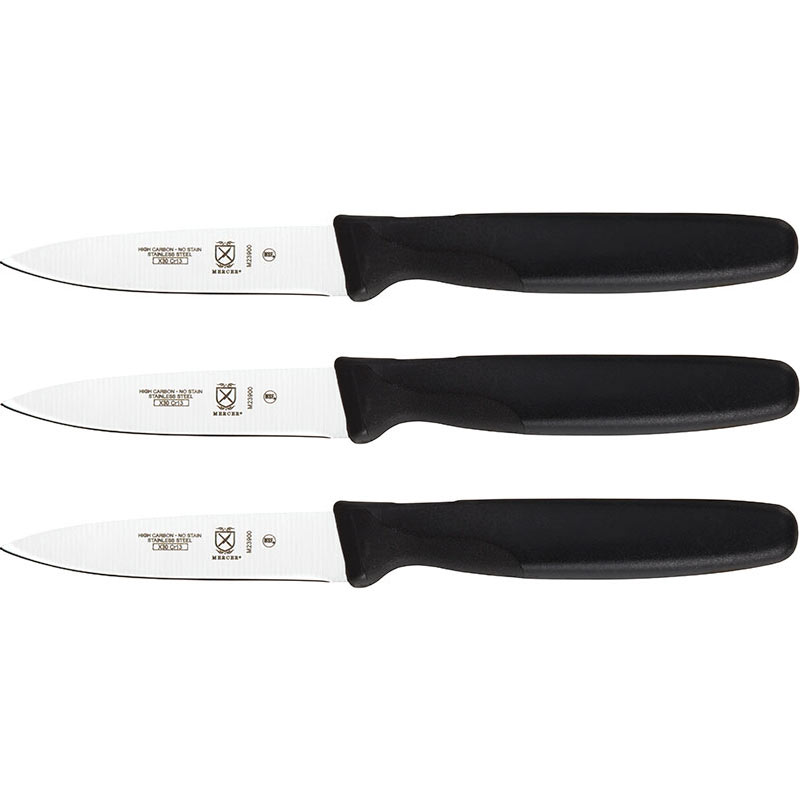 [M23903MER] Paring Knives Slim 3-Pack 3" Black