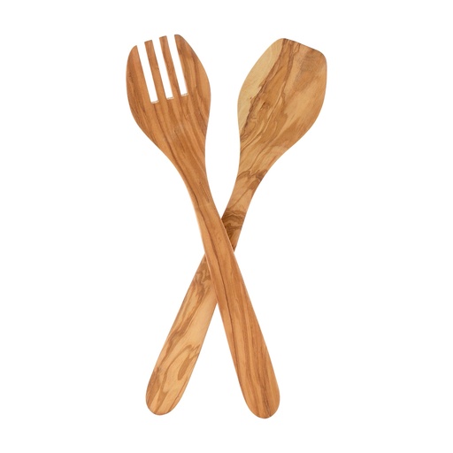 [04634] Salad Set Italian Olive Wood 13"